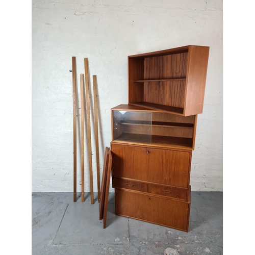 332 - A mid 20th century Danish Skive Mobelfabrik teak wall system shelving unit