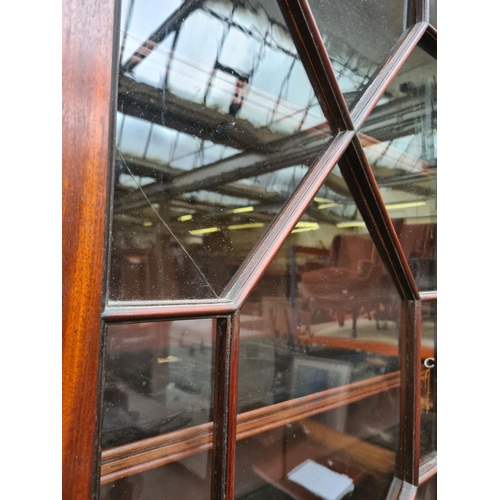 402 - A fine 19th century inlaid mahogany bureau bookcase, the figured fall front with broad satinwood ban... 