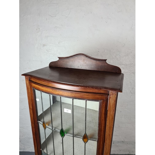 428 - An Edwardian inlaid mahogany display cabinet - approx. 148cm high x 56cm wide x 29cm deep