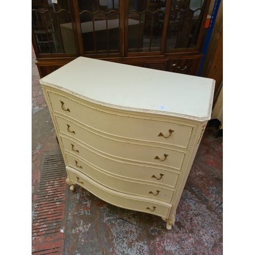 438 - A French style cream and gilt chest of five drawers - approx. 91cm wide x 109cm high x 48cm deep