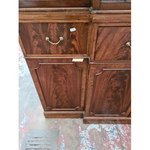 442 - A large Maple Quality mahogany secretaire bookcase - approx. 202cm high x 155cm wide x 34cm deep