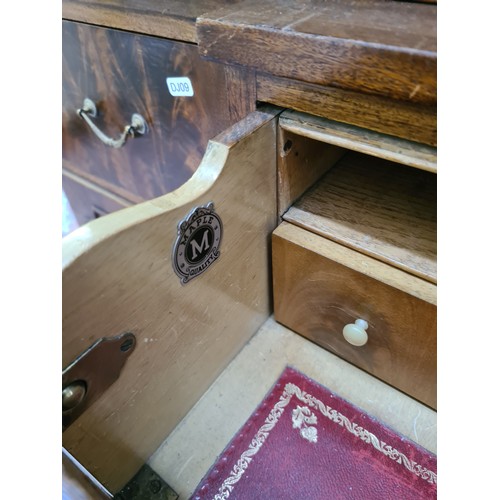 442 - A large Maple Quality mahogany secretaire bookcase - approx. 202cm high x 155cm wide x 34cm deep