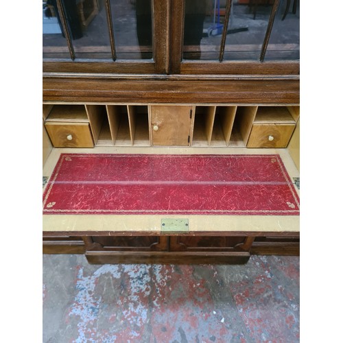 442 - A large Maple Quality mahogany secretaire bookcase - approx. 202cm high x 155cm wide x 34cm deep