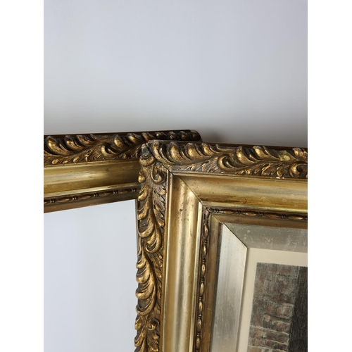 275 - A pair of ornate gilt frames, one containing lithograph titled 'Mes Chats' by Daniel Hernandez appro... 