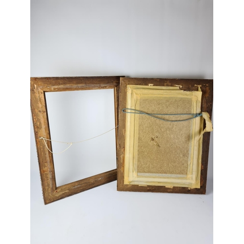 275 - A pair of ornate gilt frames, one containing lithograph titled 'Mes Chats' by Daniel Hernandez appro... 