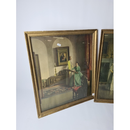 281 - Two vintage gilt framed prints of paintings by L. Campbell Taylor R.A., one titled 'Enchantment', th... 