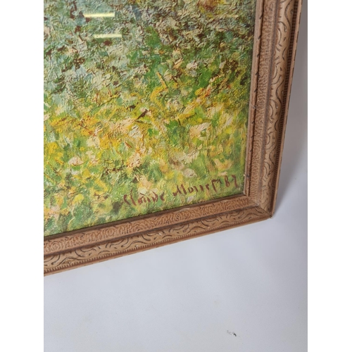 282 - A large framed print of Claude Monet's 'Fields In Spring' original painted in 1887 approx. 95cm x 77... 