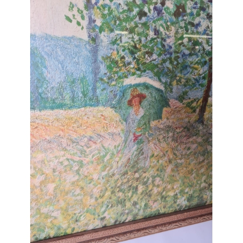 282 - A large framed print of Claude Monet's 'Fields In Spring' original painted in 1887 approx. 95cm x 77... 