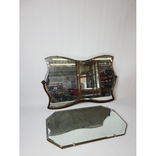 291 - Two vintage frameless bevelled edge wall mirrors - largest approx. 76cm wide x 49cm high