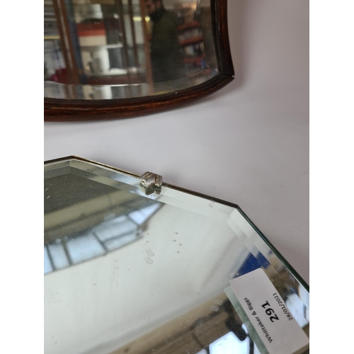 291 - Two vintage frameless bevelled edge wall mirrors - largest approx. 76cm wide x 49cm high