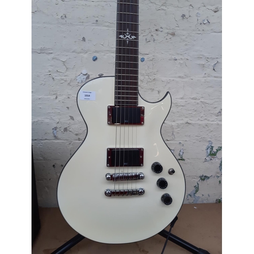 1014 - A complete electric guitar package to include Peavey Vampyr 30w modeling amplifier, white Ibanez ART... 