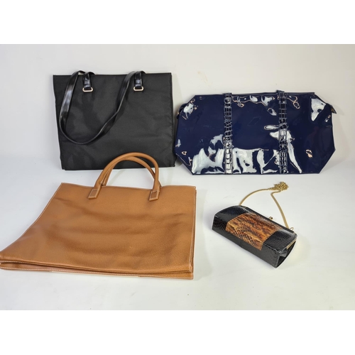 302 - Four various ladies bags to include two Estee Lauder, one snakeskin and one black