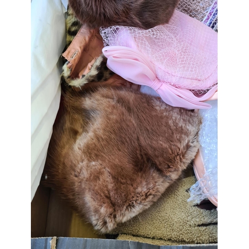 303 - A box containing various fashion accessories to include Wolsey Monte Carlo stockings, hats, approx. ... 