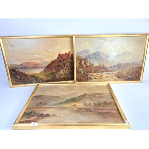 312 - Three gilt framed oil on canvas paintings by F.E. Jamieson