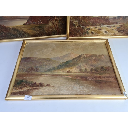 312 - Three gilt framed oil on canvas paintings by F.E. Jamieson