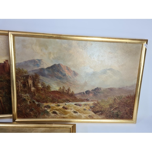 312 - Three gilt framed oil on canvas paintings by F.E. Jamieson