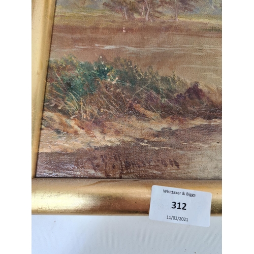 312 - Three gilt framed oil on canvas paintings by F.E. Jamieson