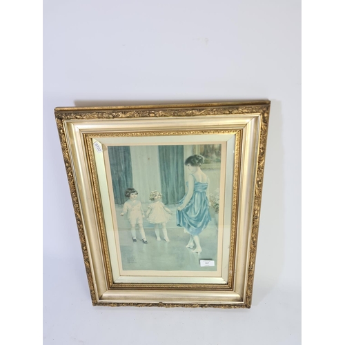 317 - A framed print of a lady and two young girls by Bessie Pease Gutmann - approx. 56cm x 46cm