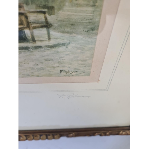 318 - Two framed pencil signed prints by F. Robson