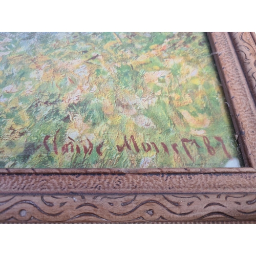 320 - A large framed print of Claude Monet's 'Fields In Spring' original painted in 1887 approx. 95cm x 77... 