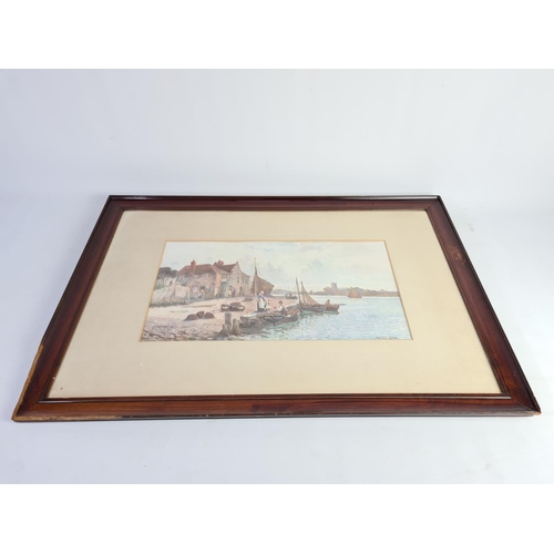 330 - Five various framed pictures to include two pastel and pencil pictures of sailing ship scenes by J. ... 