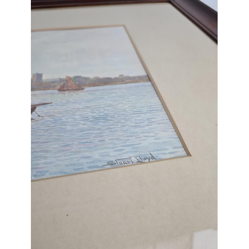 330 - Five various framed pictures to include two pastel and pencil pictures of sailing ship scenes by J. ... 