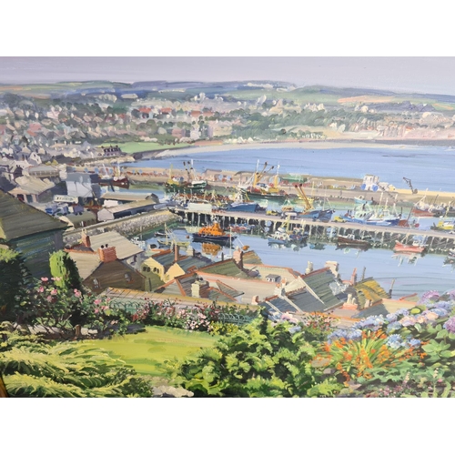 336 - Three gilt framed oil on canvas paintings to include one of Newlyn harbour, one of a coastal scene s... 