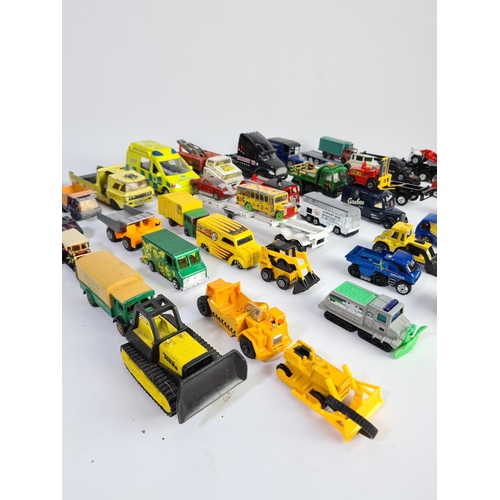 230 - A large collection of model diecast vehicles to include Matchbox Model 'A' Ford, Corgi Bedford Bus, ... 