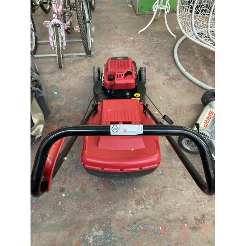 1264 - A black and red Mountfield HP470 petrol lawnmower with Briggs & Stratton engine and grass collector