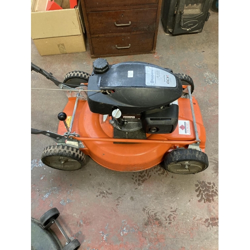 1265A - A black and orange Husqvarna LB553S professional petrol lawnmower with Honda GCV170 engine for spare... 