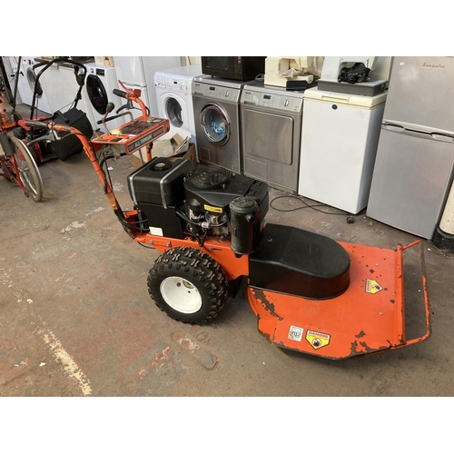 1269 - A black and orange DR all terrain petrol lawnmower with Kawasaki electric start engine