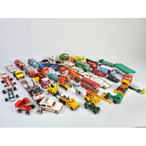 240 - A large collection of diecast model vehicles to include Dinky AEC articulated lorry, Dinky euclid re... 