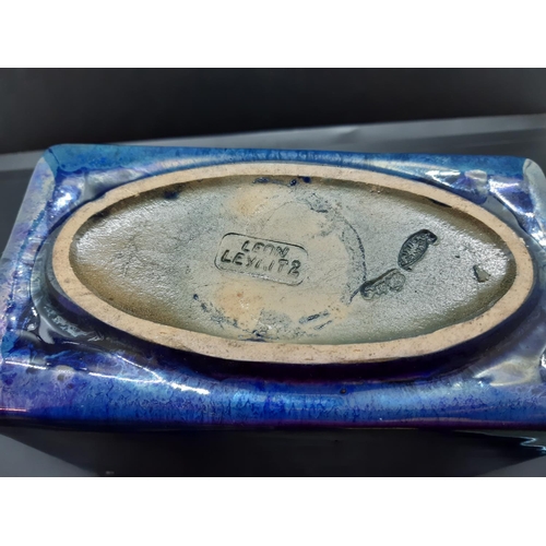 103 - A Leon Leyritz of France blue studio pottery five piece tea set comprising teapot, two cups and two ... 