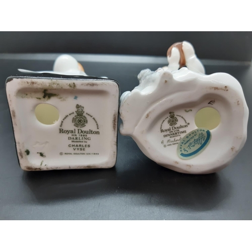 113 - Two Royal Doulton figurines, Darling HN 1985 and Dinnertime HN 3726