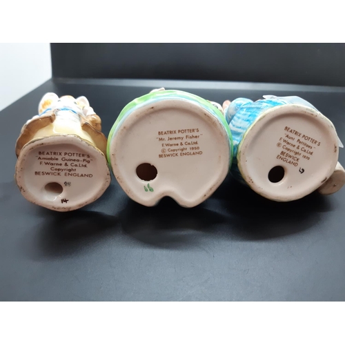 116 - Three Beswick Beatrix Potter figurines to include Mr. Jeremy Fisher, Aunt Pettitoes and Amiable Guin... 