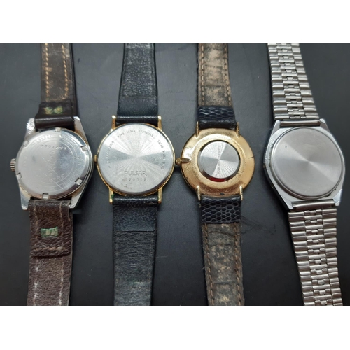 52 - Four vintage gents wrist watches, one Seiko Sea Horse 17 Jewels manual, one Sekonda, one Pulsar and ... 