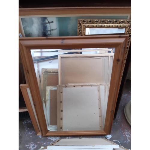 1312 - A mixed lot of framed pictures and mirrors to include gilt framed, pine, canvases etc.