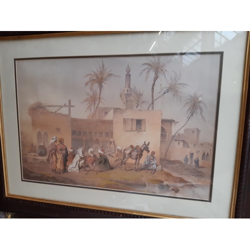 1313 - A mixed lot of framed prints to include The Harbour of St. Thomas, Egyptian style papyrus, pencil si... 