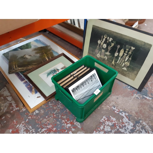 1314 - A mixed lot of framed pictures and paintings to include Martin Stockley, Winter Flowers by Jane Cors... 