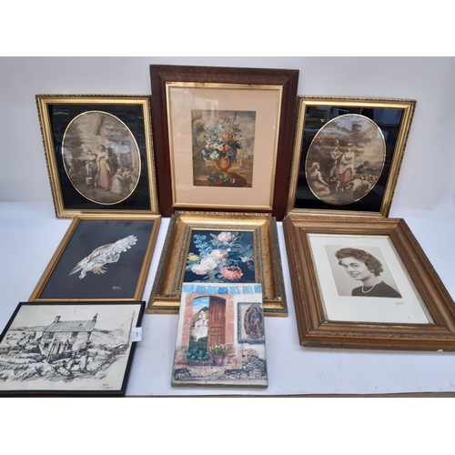 1318 - A large quantity of framed pictures and prints to include barn owl, still life, pencil drawing of a ... 