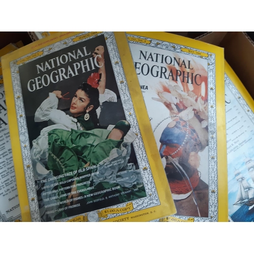 1334 - Seven boxes of 1950s/60s National Geographic magazines