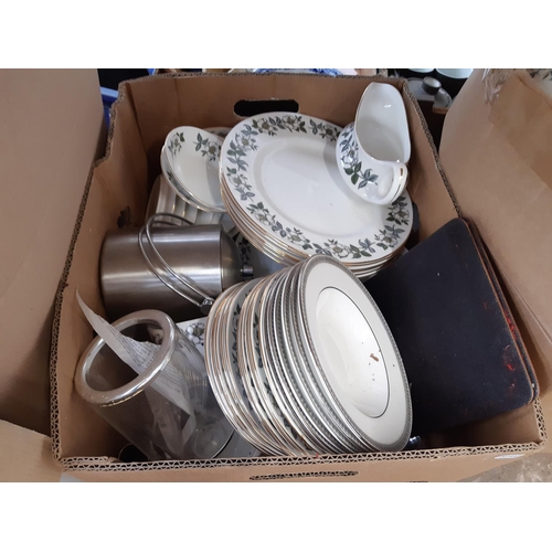 1352 - Four boxes of mixed ceramics and glassware