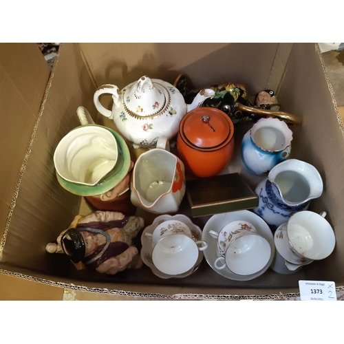 1373 - Two boxes of mixed china