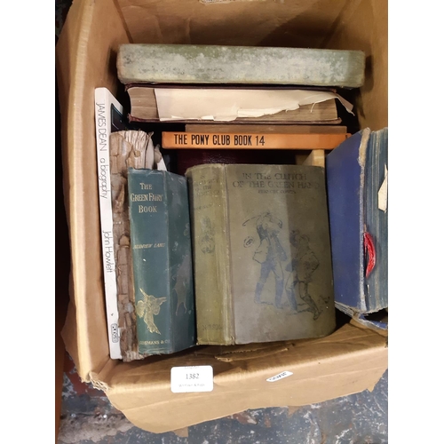 1382 - Three items, an aluminium flight case, vintage suitcase and a box containing 1950s boxing magazines,... 