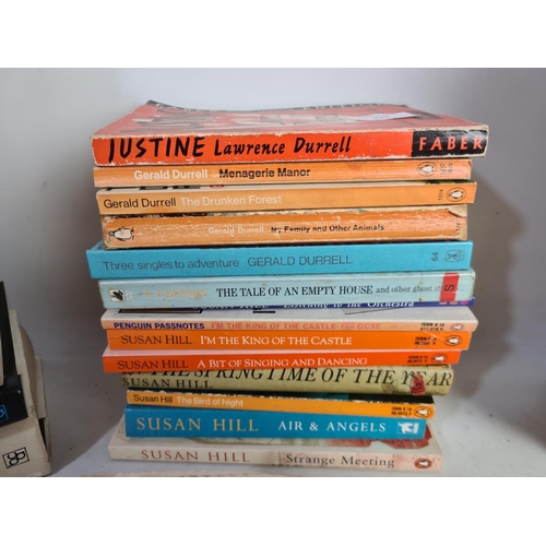 339 - A large collection of assorted books to include authors John Steinbeck, Susan Hill, Arthur Miller et... 