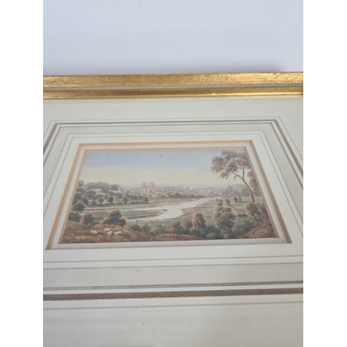 426 - A framed watercolour of a landscape scene - approx. 32cm x 28.5cm with frame and 13cm x 8cm excludin... 