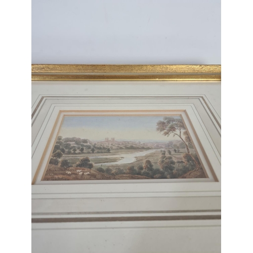 426 - A framed watercolour of a landscape scene - approx. 32cm x 28.5cm with frame and 13cm x 8cm excludin... 