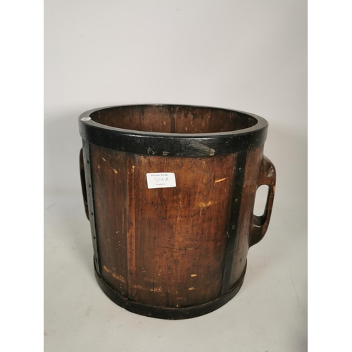 304A - Three items to include a vintage oak twin handled bucket - approx. 30cm high x 32cm diameter, orient... 