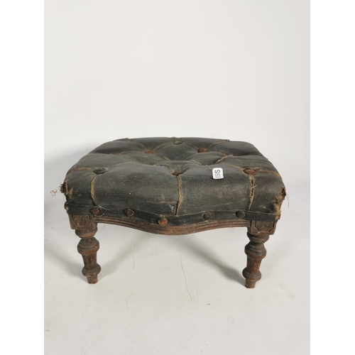 306 - Two items, one 19th century mahogany sewing box with contents and one Victorian leather footstool