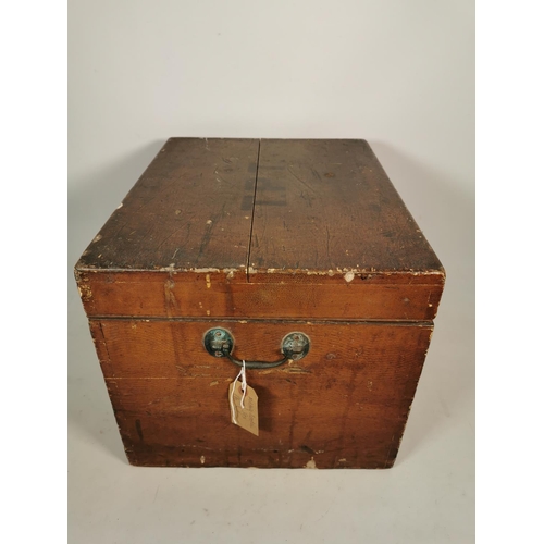 308 - A 19th century oak military box with two metal handles, green felt interior and monogram 'T.P.T.' - ... 